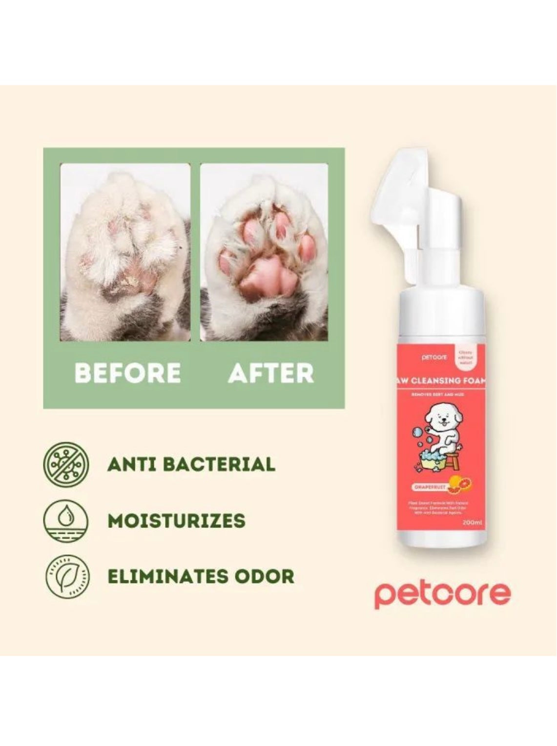 Premium Paws - Pet Paw Cleansing Foam - Grapefruit