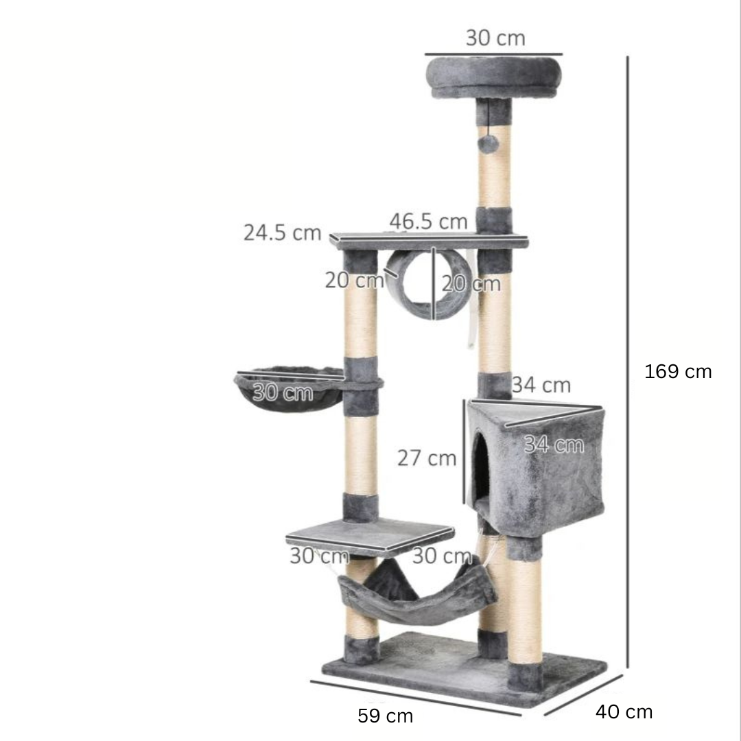 Premium Paws - Cat Scratch Post - Cat Tree - Cat Tower - 169cm