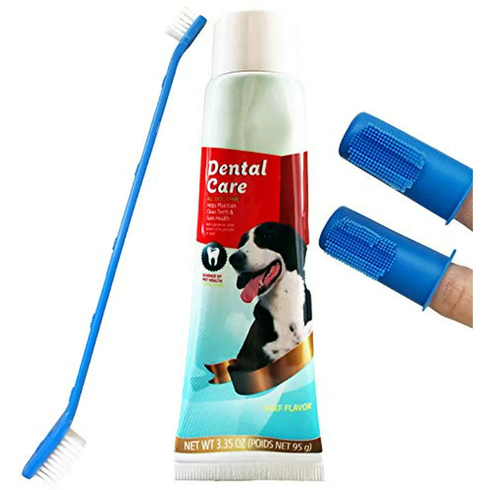 Pet Dental Care Kit - Pet Toothpaste & Toothbrush Finger +Toothbrushes