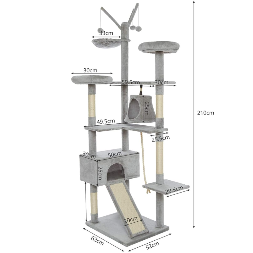 Premium Paws – 210 cm Cat Scratch Post - Cat Tree – Cat Tower