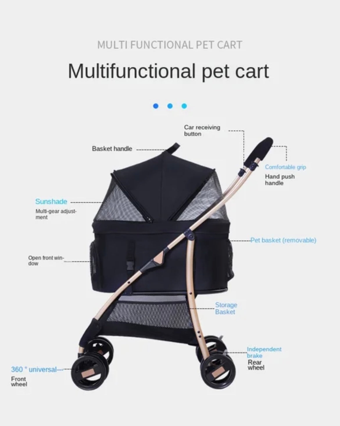 Detachable pet stroller best sale