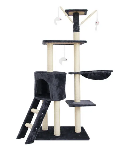 Premium Paws – 138 cm Multi-Level Cat Tree – Scratching Post & Play Tower