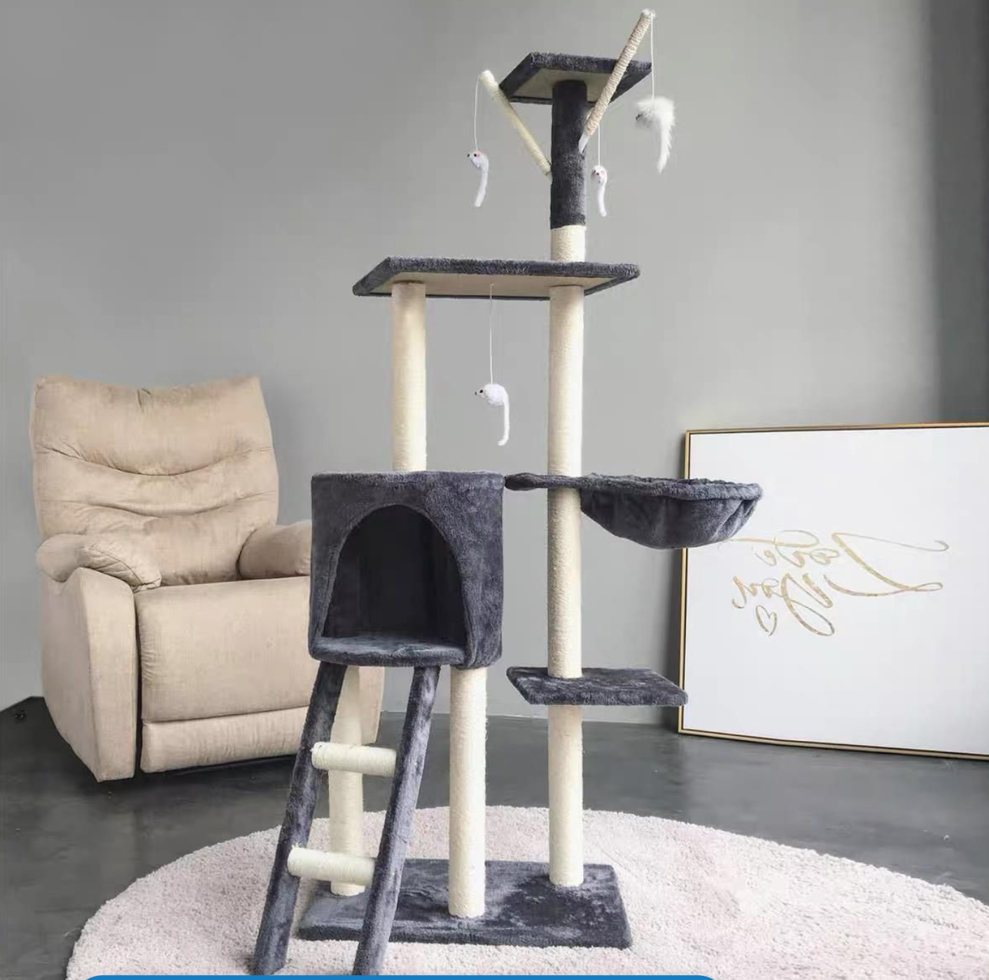 Premium Paws – 138 cm Multi-Level Cat Tree – Scratching Post & Play Tower