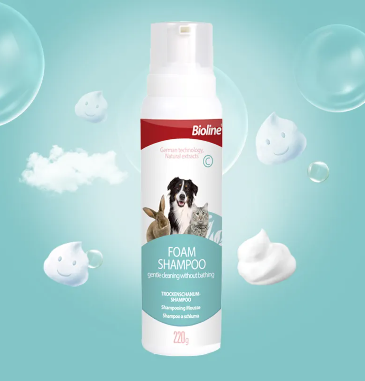 Premium Paws – Bioline - Waterless Foam Shampoo for Cats & Dogs