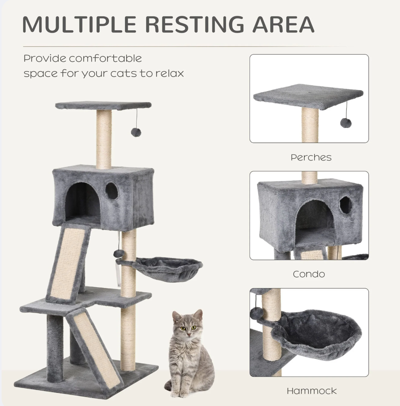 Premium Paws – 130cm Cat Scratch Post - Cat Tree – Cat Tower