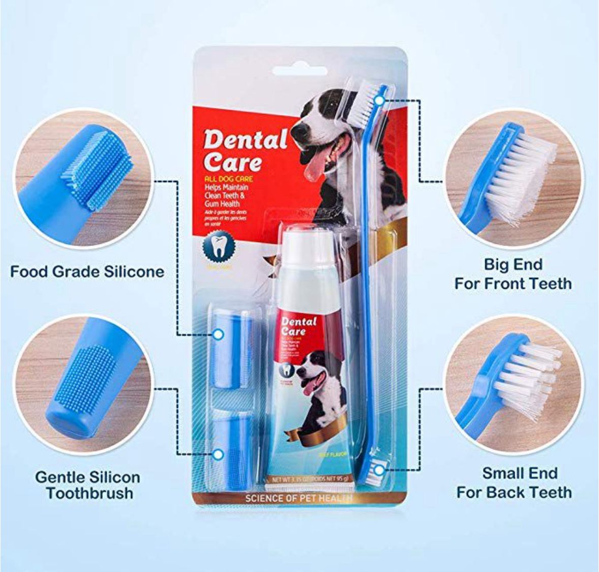 Pet Dental Care Kit - Pet Toothpaste & Toothbrush Finger +Toothbrushes