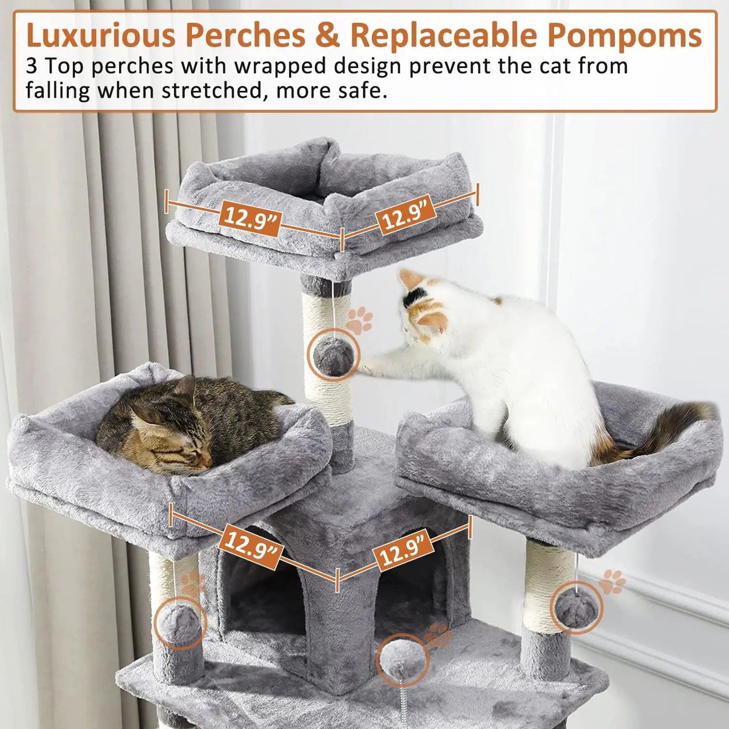 Premium Paws - 185 cm Cat Scratch Post - Cat Tree - Cat Tower