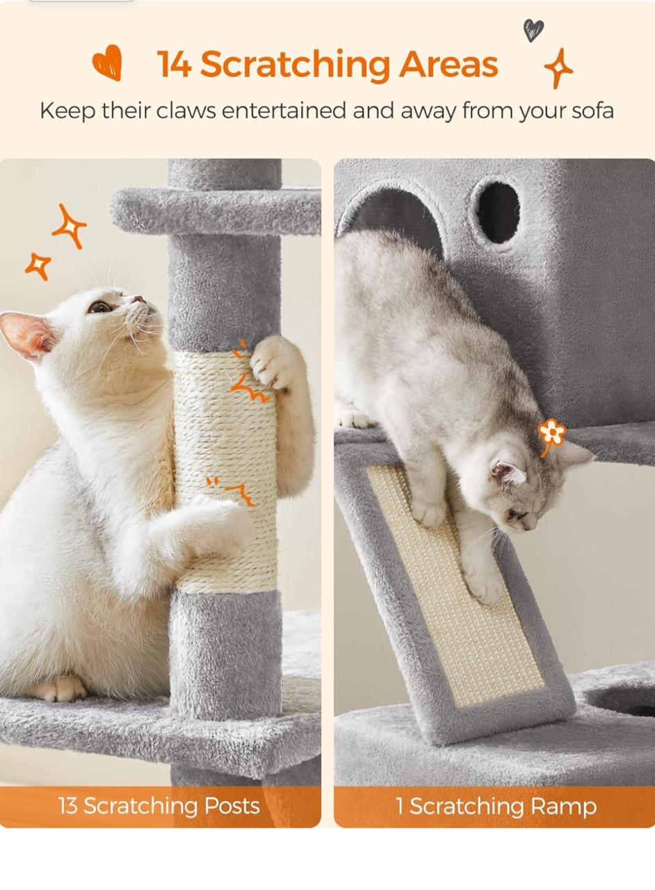 Premium Paws – 220 cm Extra Large Cat Scratch Post - Cat Tree – Cat Tower