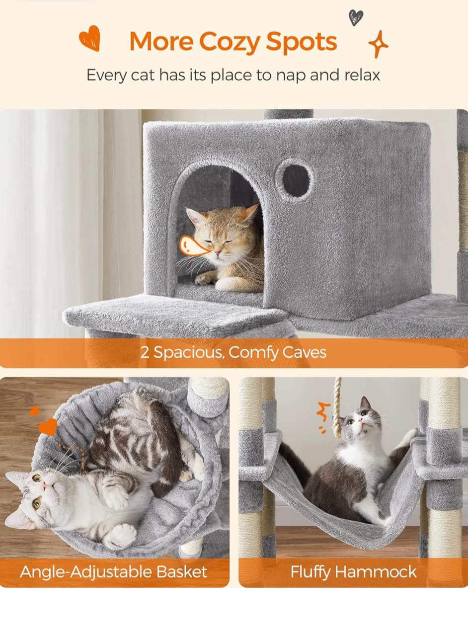 Premium Paws – 220 cm Extra Large Cat Scratch Post - Cat Tree – Cat Tower