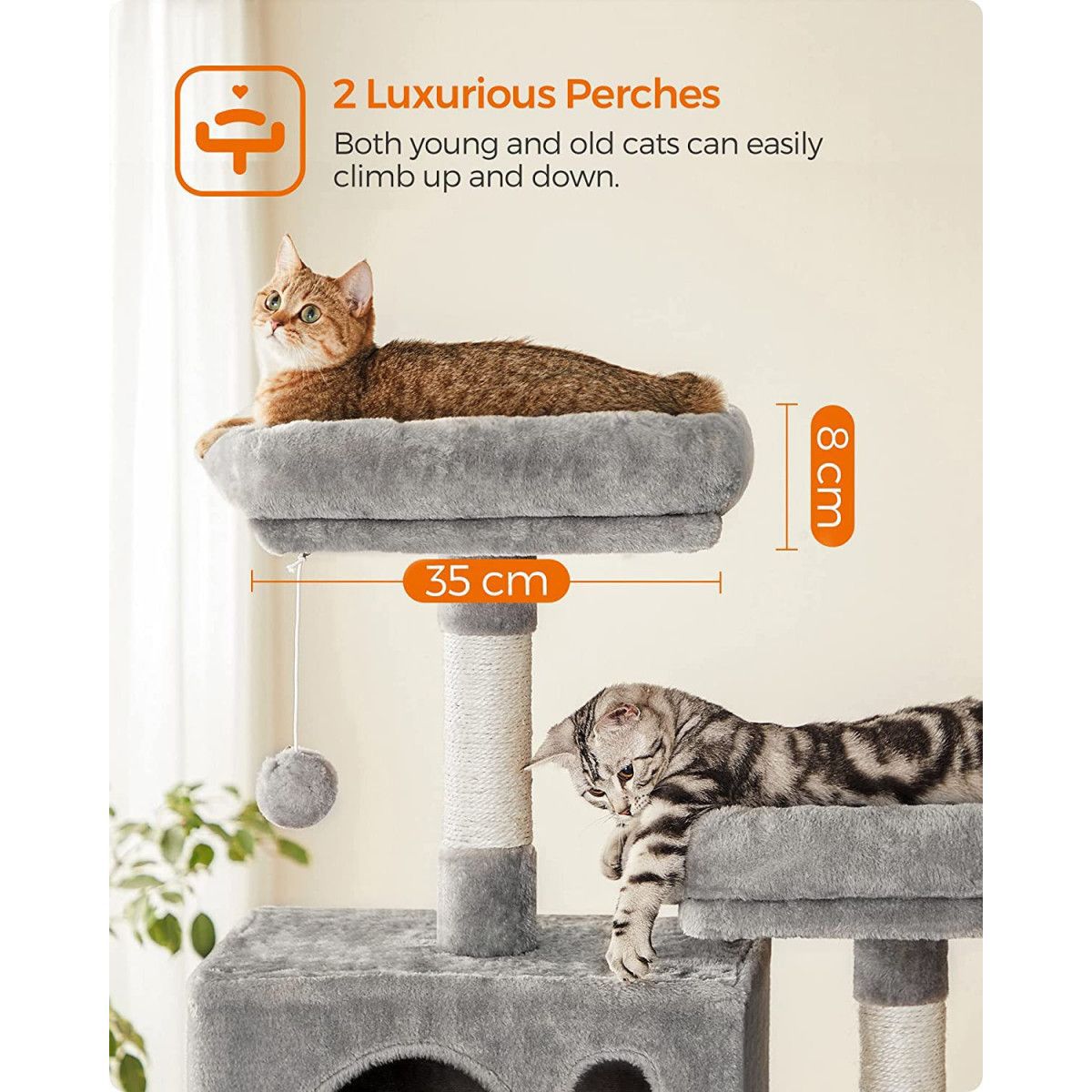 Premium Paws – 220 cm Extra Large Cat Scratch Post - Cat Tree – Cat Tower