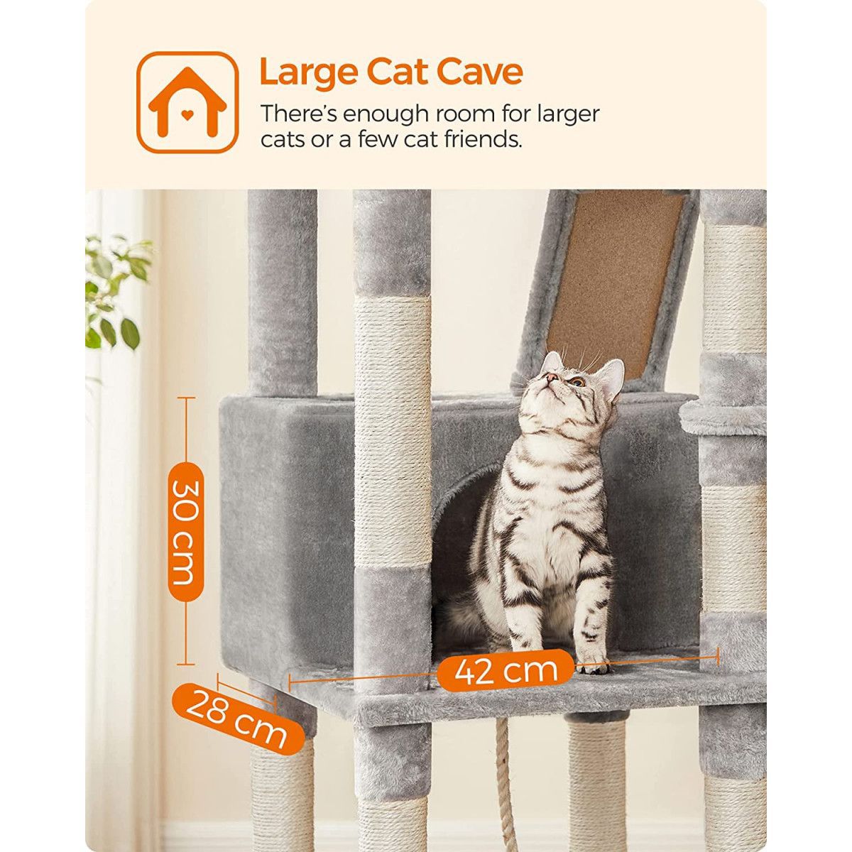 Premium Paws – 220 cm Extra Large Cat Scratch Post - Cat Tree – Cat Tower