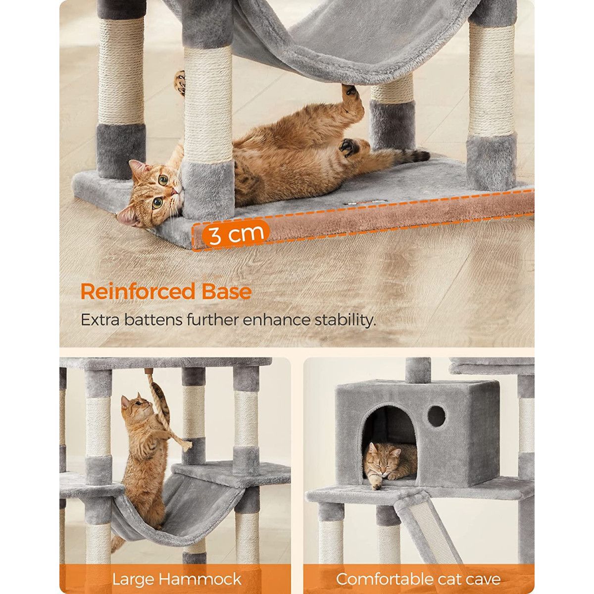 Premium Paws – 220 cm Extra Large Cat Scratch Post - Cat Tree – Cat Tower