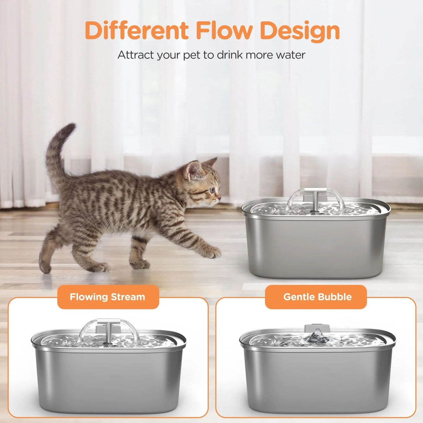 Premium Paws - Stainless Steel Pet Drinking Fountain with Filter