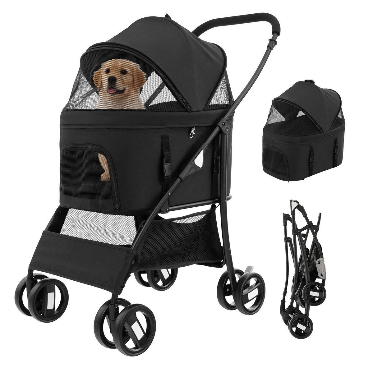 Premium Paws – Detachable Pet Stroller - Pet Pram – Multifunctional Pet Cart