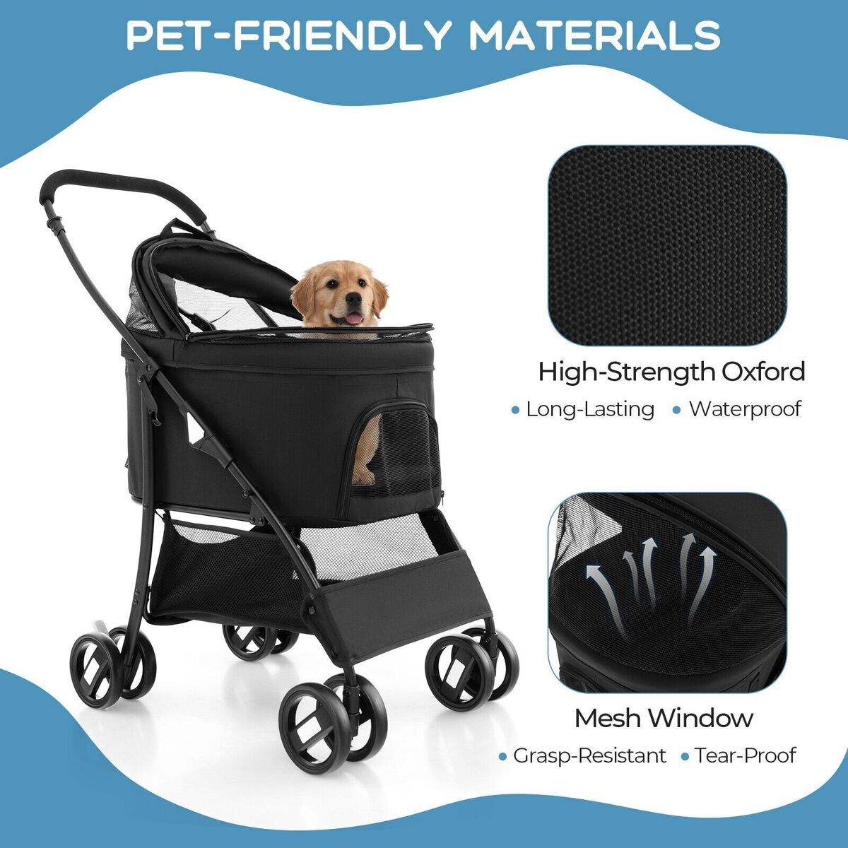 Premium Paws – Detachable Pet Stroller - Pet Pram – Multifunctional Pet Cart