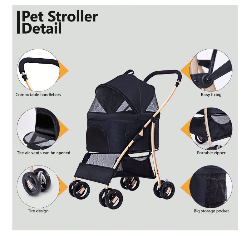 Premium Paws – Detachable Pet Stroller - Pet Pram – Multifunctional Pet Cart