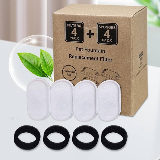 Premium Paws - 4-Pack Replacement Filters & Sponges for Pet Water Fountains