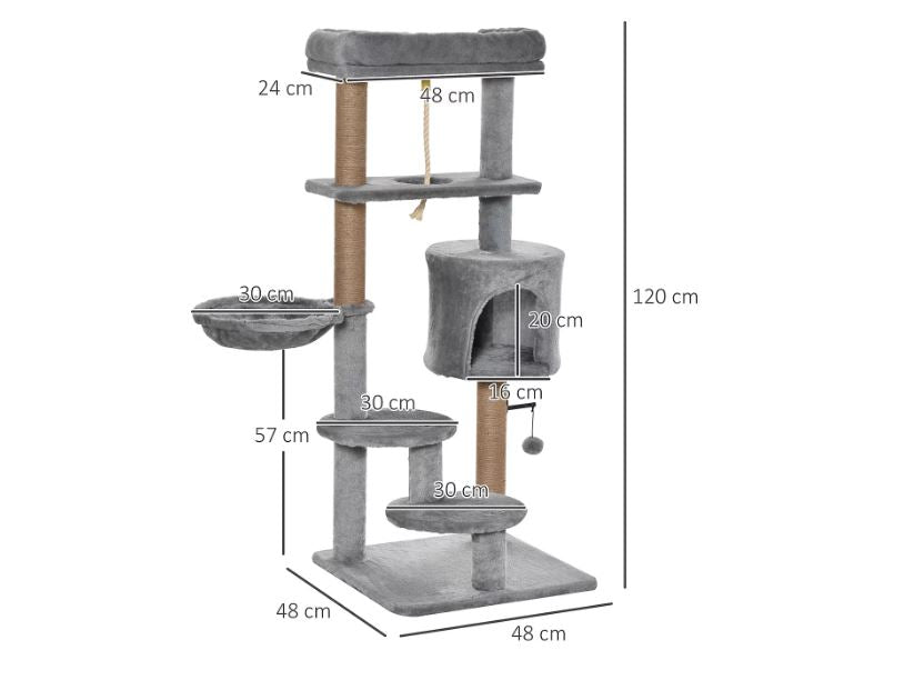 Premium Paws - Cat Scratch Post - Cat Tree - Cat Tower –120cm